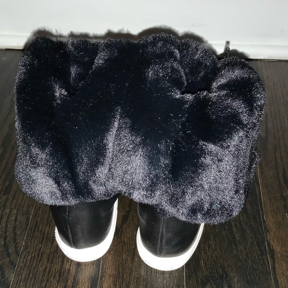 Donna Karan fur wedges